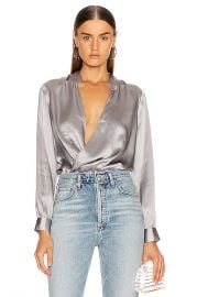 L AGENCE Marcella Bodysuit in Pearl Grey   FWRD at Forward