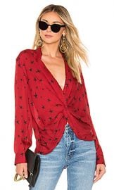 L AGENCE Mariposa Blouse in Lacquer Red  amp  Black from Revolve com at Revolve