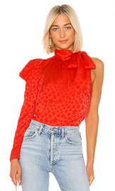 L Academie The Anais Blouse in Cherry Tomato from Revolve com at Revolve