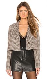 L Academie The Lori Cropped Jacket in Brown from Revolve com at Revolve