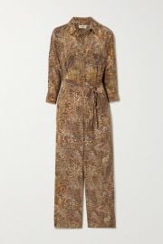 L Agence - Belted printed silk crepe de chine jumpsuit at Net A Porter