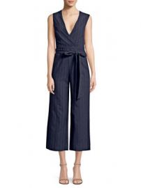 WornOnTV: Morgan’s navy pinstripe jumpsuit on E! News Daily Pop ...