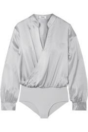 L Agence - Marcella wrap-effect silk-satin and stretch-jersey bodysuit at Net A Porter