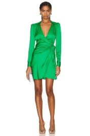 L Agence Amani Wrap Minidress in Grass Green at Forward