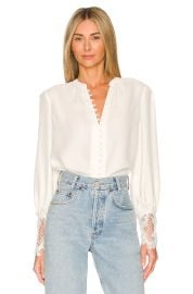 L Agence Ava Lace Cuff Blouse at Revolve