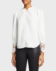 L Agence Ava Lace Cuff Blouse at Neiman Marcus