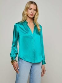 L Agence Bianca Blouse in Tropical Teal at L'Agence