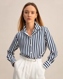 L Agence Brielle Striped Silk Blouse at Lily Silk