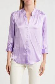 L Agence Brisbane Three Quarter Sleeve Silk Button Up Shirt at Nordstrom Rack
