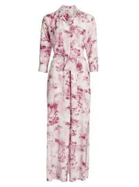 L Agence Cameron Maxi Shirtdress in White Pink Porcelain Toile at Saks Fifth Avenue