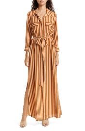 L Agence Cameron Stripe Silk Maxi Shirtdress at Nordstrom