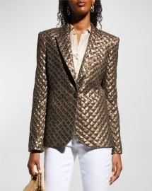 L Agence Clementine Metallic Single Breasted Blazer at Neiman Marcus