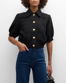 L Agence Cove Tweed Crop Jacket in Black at Neiman Marcus