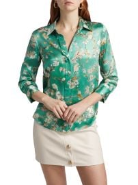 L Agence Dani Floral Silk Button Front Blouse at Saks Fifth Avenue