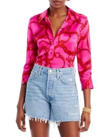 L Agence Dani Shirt in Pink Red Buckle Chain at Bloomingdales