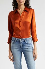 L Agence Dani Silk Charmeuse Blouse in Sienna at Nordstrom