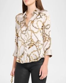L Agence Dani Status Silk Blouse at Neiman Marcus