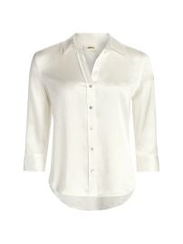 L Agence Dani Three Quarter Sleeve Silk Shirt in Ivory at Saks Fifth Avenue