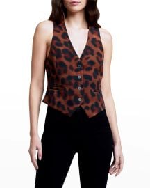 L Agence Drina Leopard Print Vest at Neiman Marcus