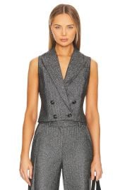 L Agence Fable Double Breasted Vest in Grey at Revolve