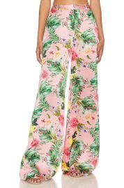 L Agence Gavin Floral Silk Satin Wide Leg Pants in Pink Blush Tropical Floral at Revolve