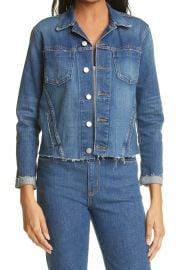 L Agence Janelle Raw Cut Slim Denim Jacket in Authentique at Nordstrom