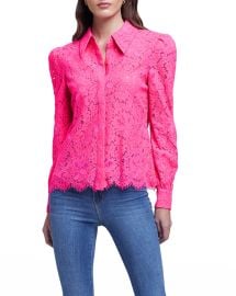 L Agence Jenica Blouse in Rose at Neiman Marcus