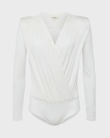 L Agence Kallie Long Sleeve Wrap Bodysuit at Neiman Marcus