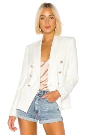 L Agence Kenzie Double Breasted Blazer in Ivory at Revolve