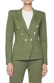 L Agence Kenzie Knit Double Breasted Blazer in Clover Gold at Nordstrom