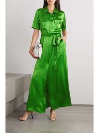 L Agence Klement belted silk satin maxi shirt dress at Net a Porter