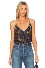 L Agence Lexi Camisole in Midnight Gold Lasso Chain at Revolve