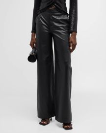 L Agence Livvy Mid Rise Straight Leg Leather Trousers at Neiman Marcus