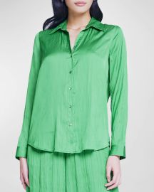 L Agence Nina Satin Shirt at Neiman Marcus