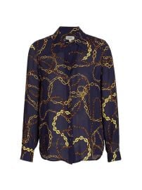 L Agence Nina Shirt in Midnight Gold Lasso at Saks Fifth Avenue