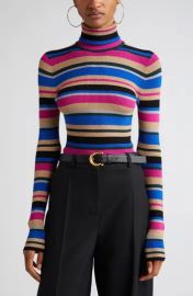 L Agence Olene Sweater in Magenta Multi Stripe at Nordstrom