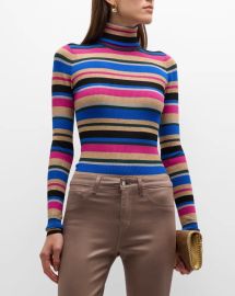 L Agence Olene Sweater in Magenta Multi Stripe at Neiman Marcus