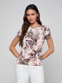 L Agence Ressi Crewneck Tee in Nectar Butterfly Jungle at L'Agence