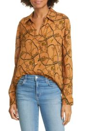 L Agence Silk Nina Chain Print Blouse in Ginger Roma at Nordstrom