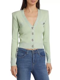 L Agence Taya Cropped V Neck Cardigan at Saks Fifth Avenue