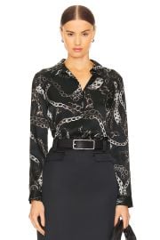 L Agence Tyler Shirt in Black Multi Grunge Chain at Revolve