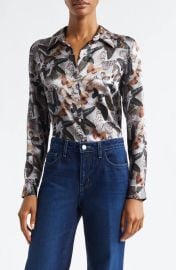 L Agence Tyler Shirt in Multi Dark Butterfly at Nordstrom Rack