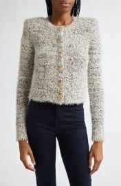 L Agence Una Crop Eyelash Tweed Cardigan at Nordstrom