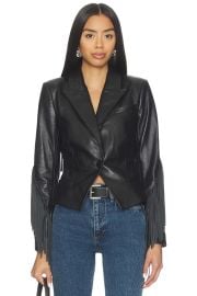 L Agence Vashti Fringed Leather Blazer at Revolve