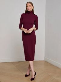 L Agence Voletta Three Quarter Sleeve Turtleneck Dress at L'Agence