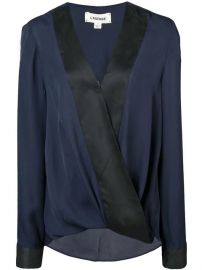 L agence two-tone Wrap Blouse - Farfetch at Farfetch