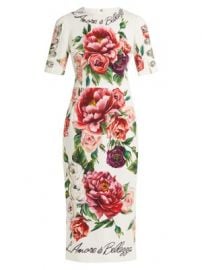 L amore e Bellezza peony-print cady midi dress at Matches