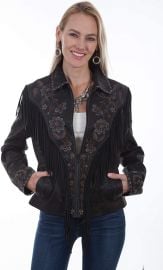 L1005 Vintage Embroidered Fringe Jacket by Scully at Amazon