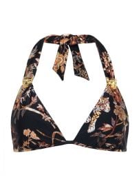 L39AGENCE - Annabelle Triangle Bikini Top in Black Multi Tapestry Jungle Print at L'Agence