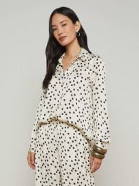 L39AGENCE - Argo Satin Blouse in EcruBlack Polka Dot at L'Agence
